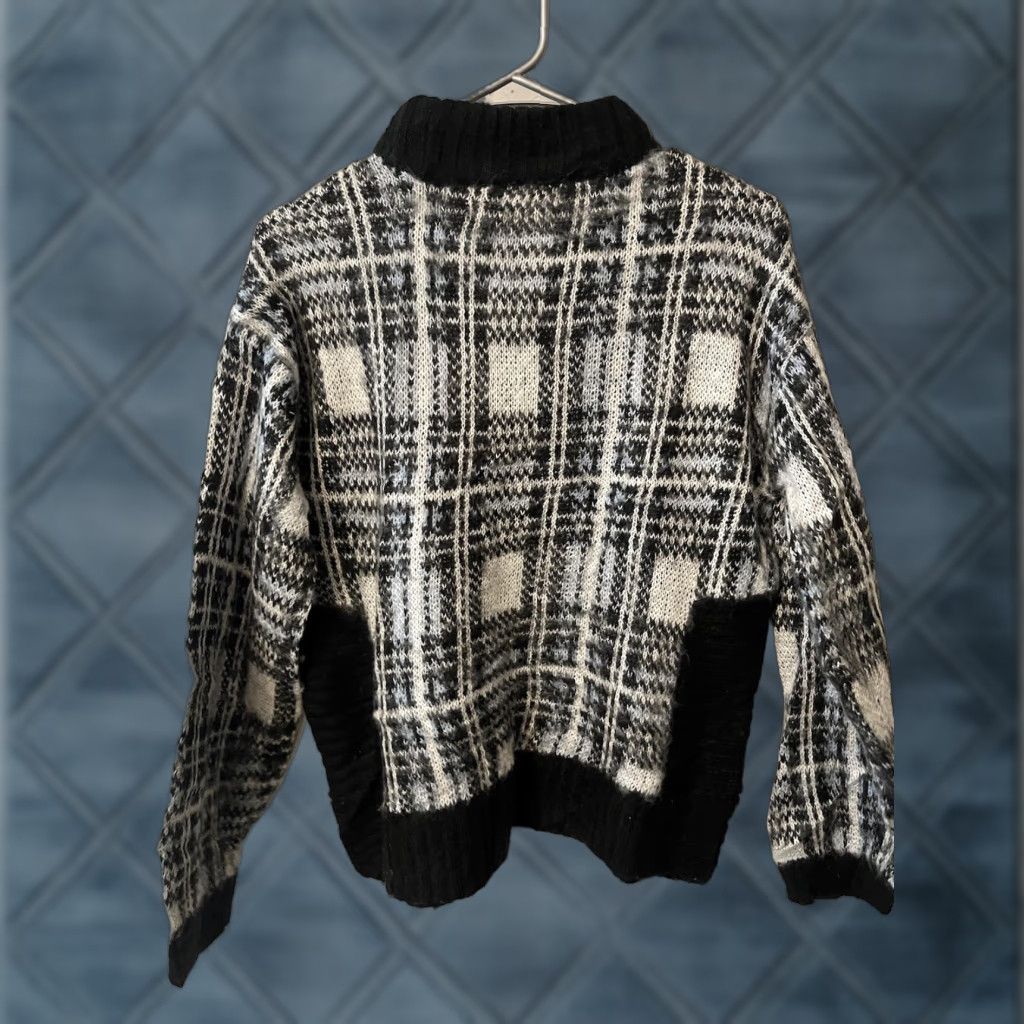 Nine West Nine West Tunic Sweater M Black and White Plaid Long Sleeve Mock Turtleneck Pullover Women Casual Workwear Fall Winter Size M / US 6-8 / IT 42-44 - 1 Thumbnail