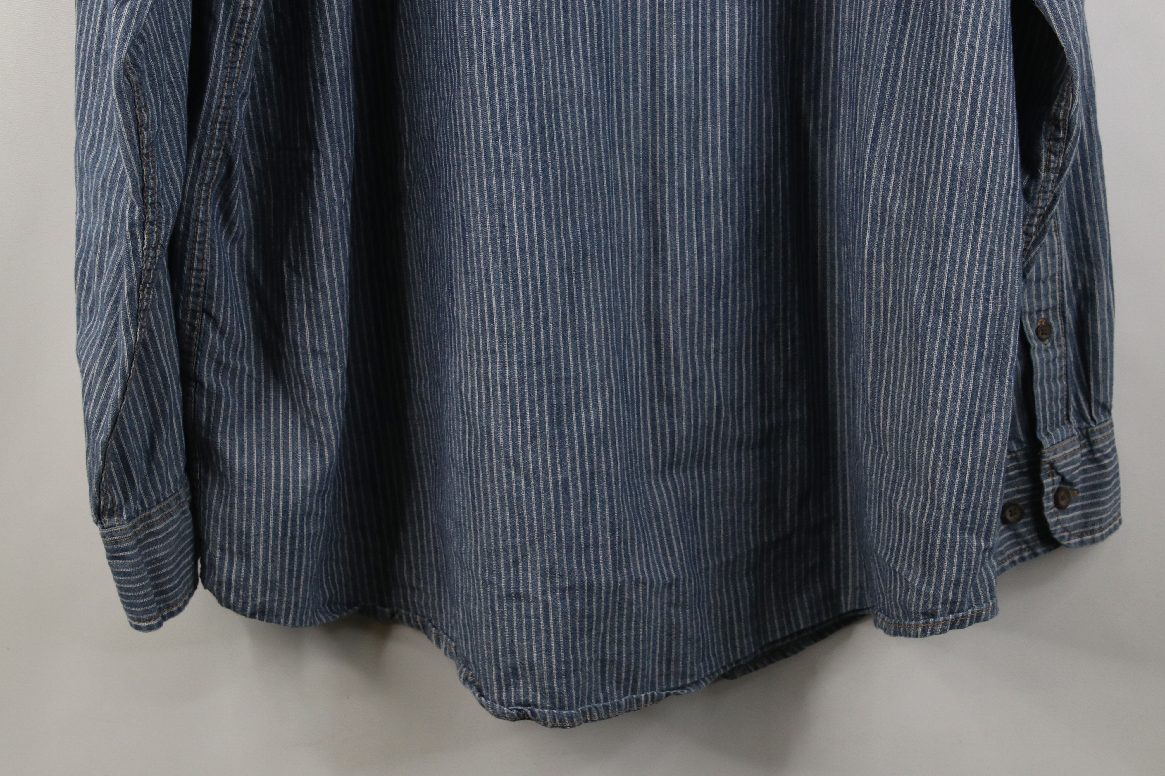Vintage Vintage 90s Y2K Streetwear Denim Striped Button Down Shirt Size US XXL / EU 58 / 5 - 10 Thumbnail