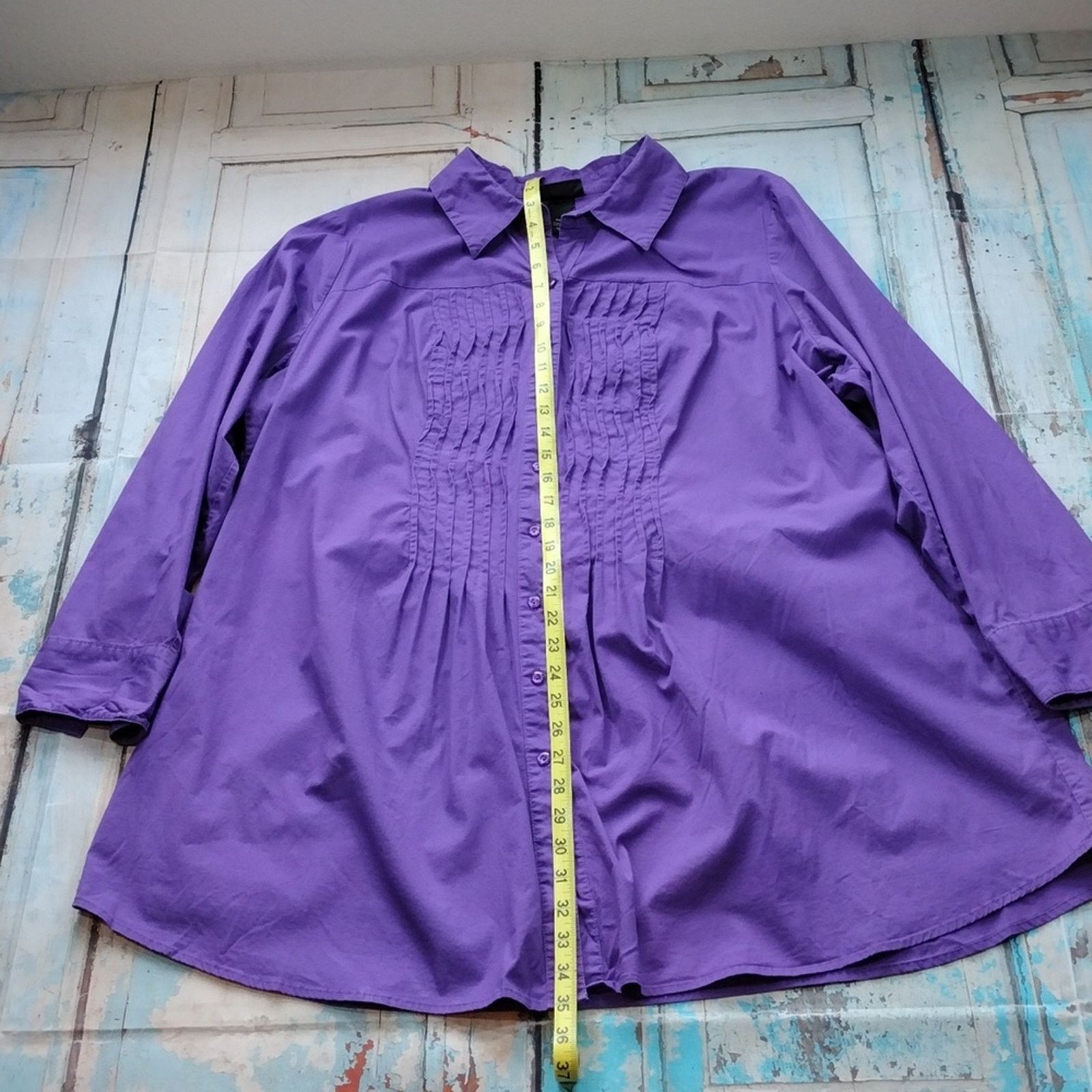 Other Lane Bryant Purple Long Sleeve Button Down Cotton Shirt Size 3XL / US 20-22 - 7 Thumbnail