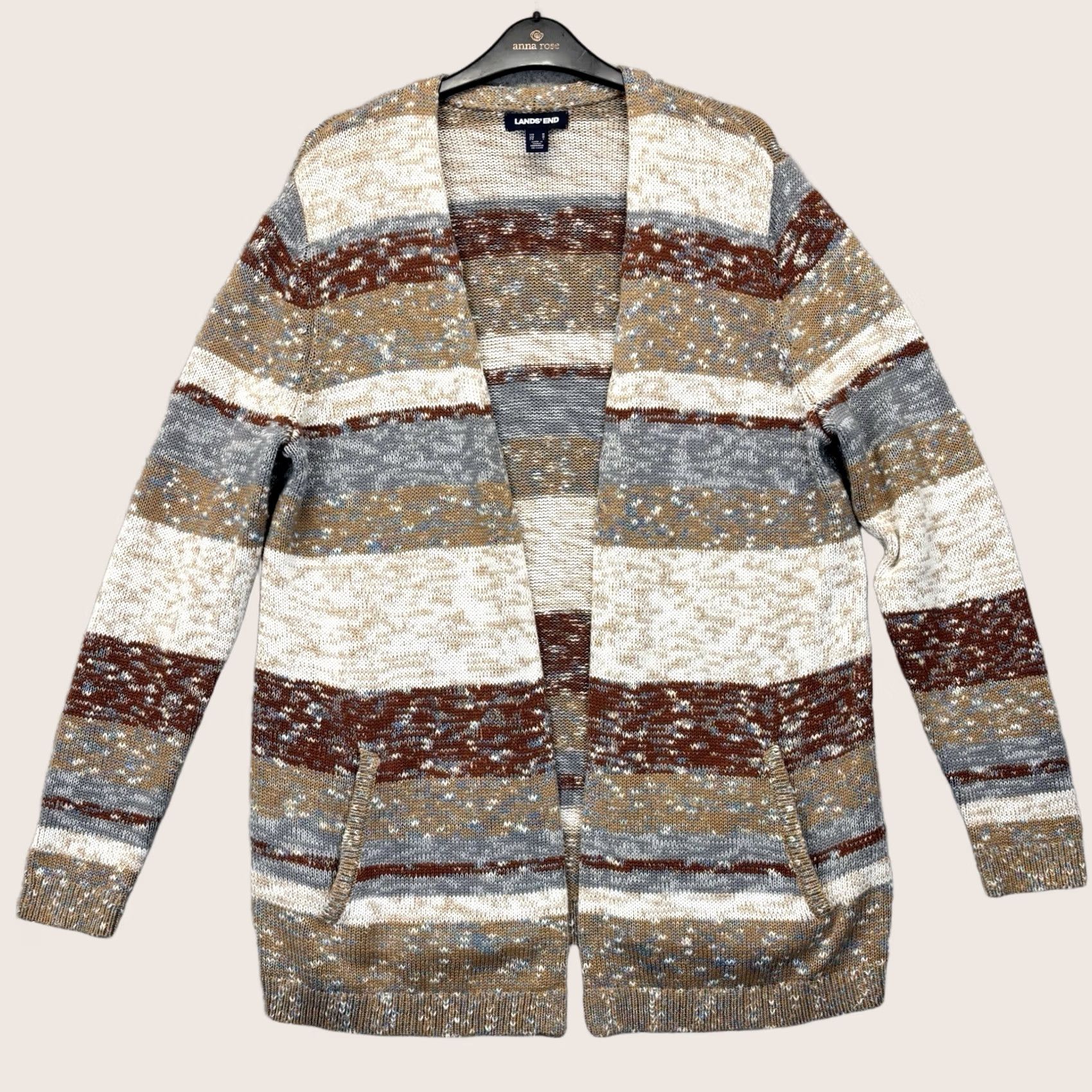 Lands' End Lands’ End Cardigan Womens Open Front Long Sleeve Knit Patterned Mulitcoloured M Size M / US 6-8 / IT 42-44 - 1 Thumbnail