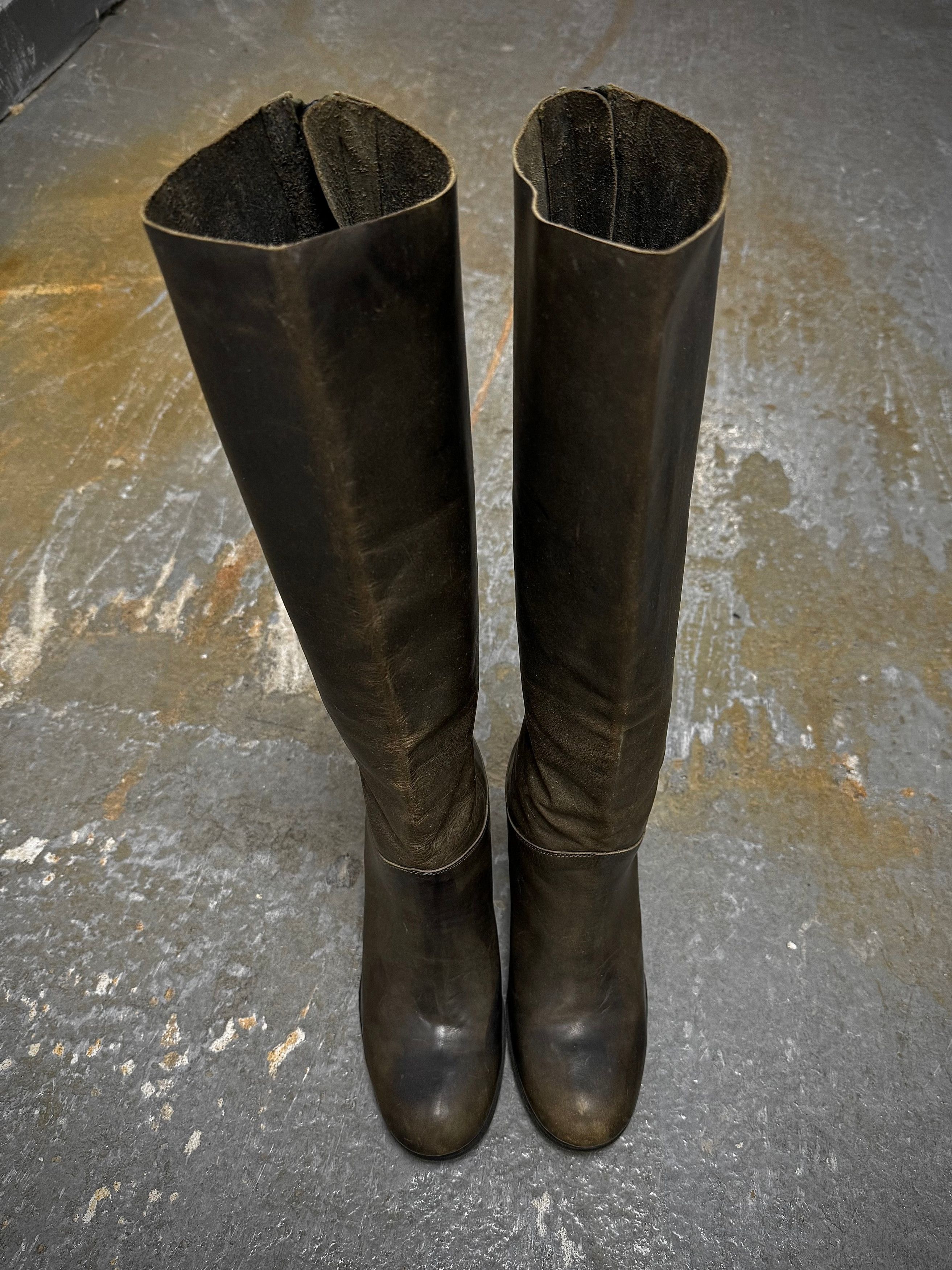Ma+ Ma+ Ivy Green Tall Back Zip Calf Leather Boots Size US 5 / EU 37 - 6 Thumbnail