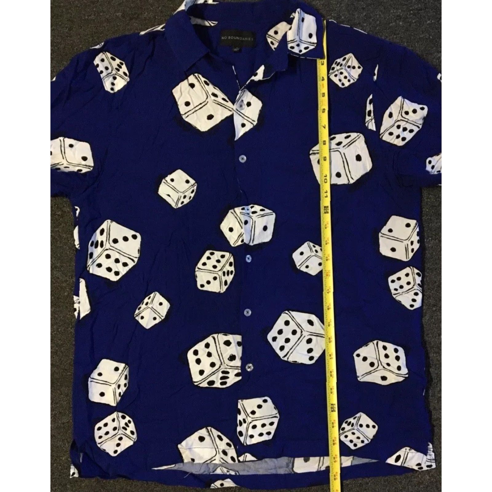 JNCO Vtg Dice All Over Print Shirt M Blue Mens T-Shirt 90s 80s Grunge Punk Skate Surf Fire Skull Harley Sturgis Gangster Size US M / EU 48-50 / 2 - 5 Thumbnail
