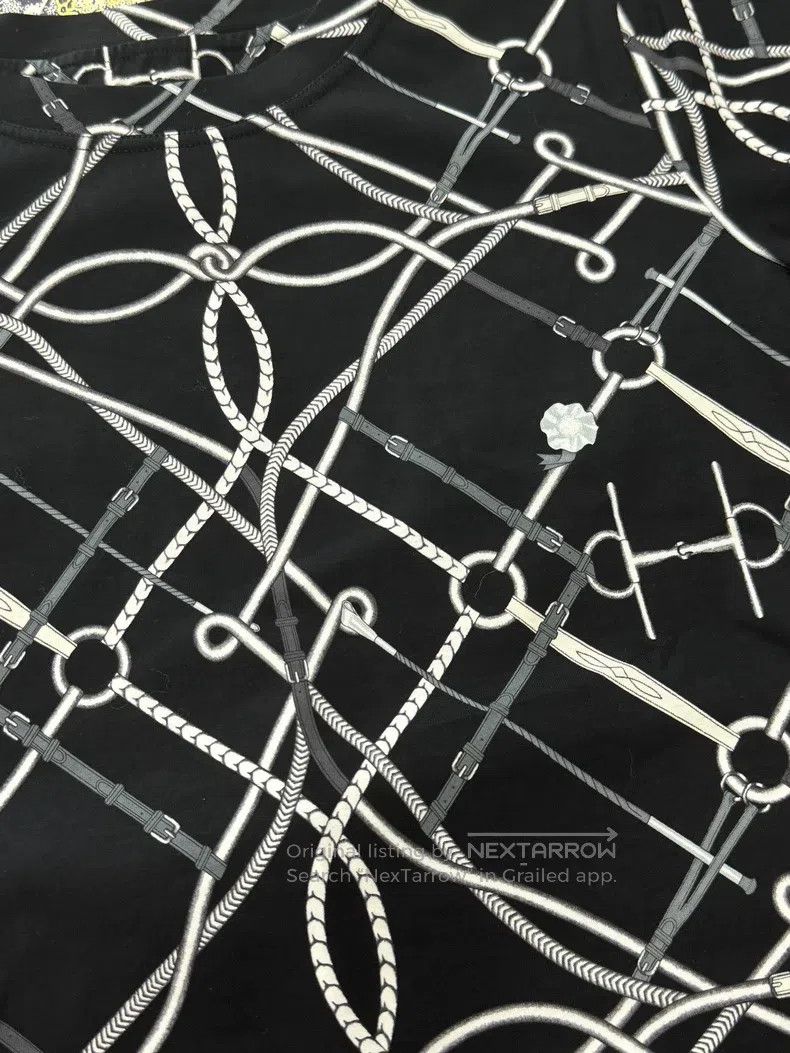 Hermes Black Chain Printed Short Sleeve T-Shirt