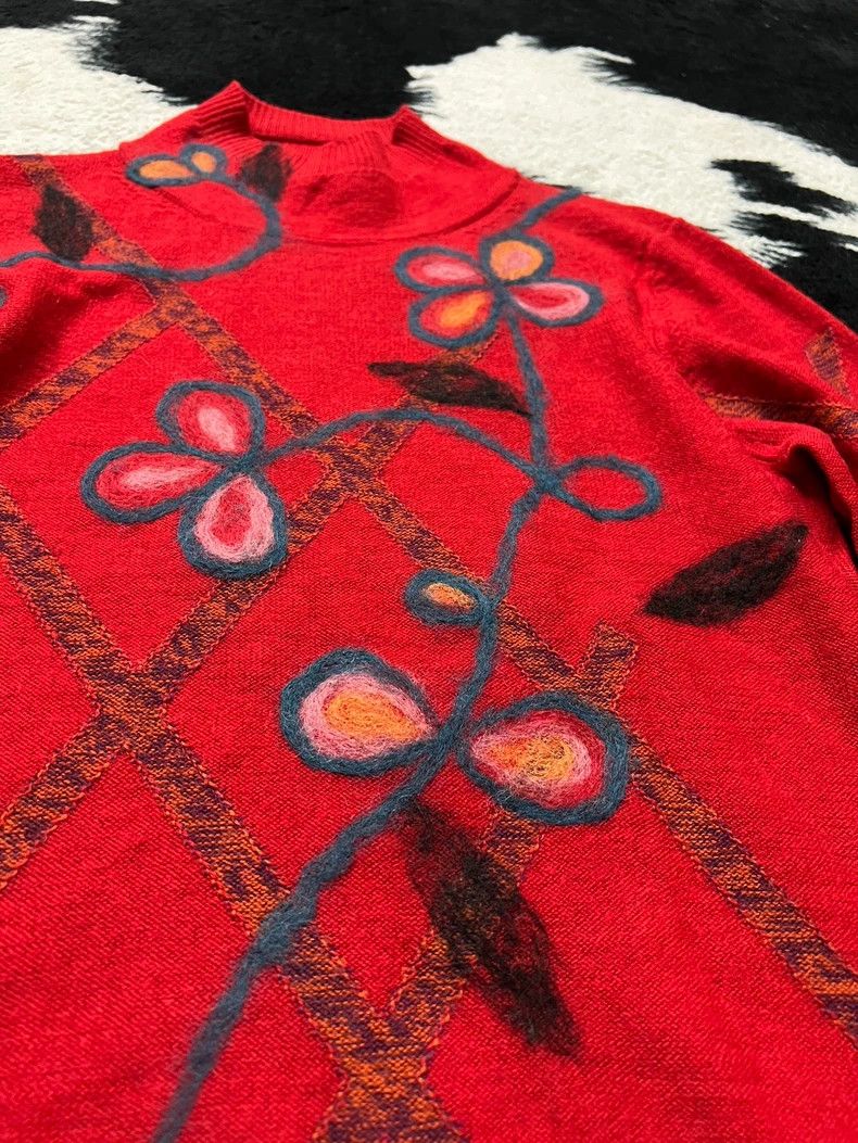 Kenzo KENZO 3D Embroidered Flower Wool Top 100% Wool Size L / US 10 / IT 46 - 4 Thumbnail