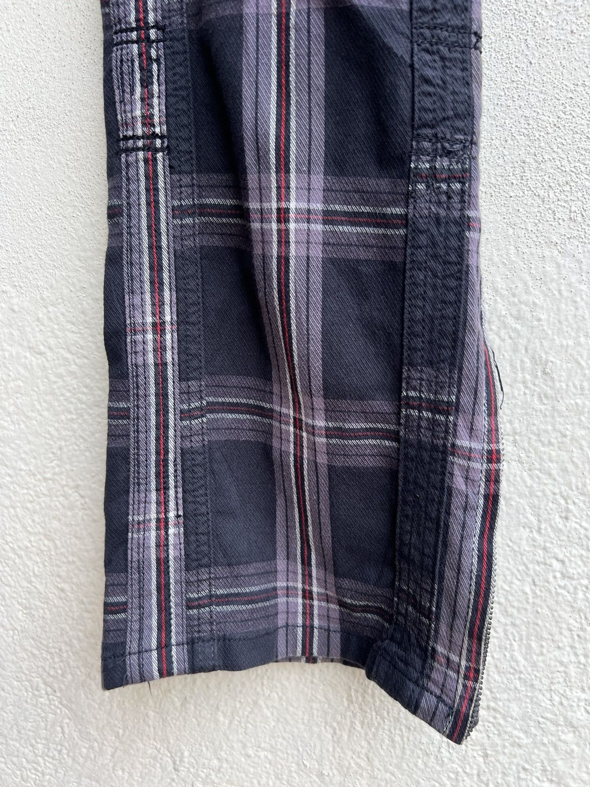 Shellac Double Edge Japan Multi Pocket Plaid Flare Cargo Trouser Size US 31 - 11 Thumbnail