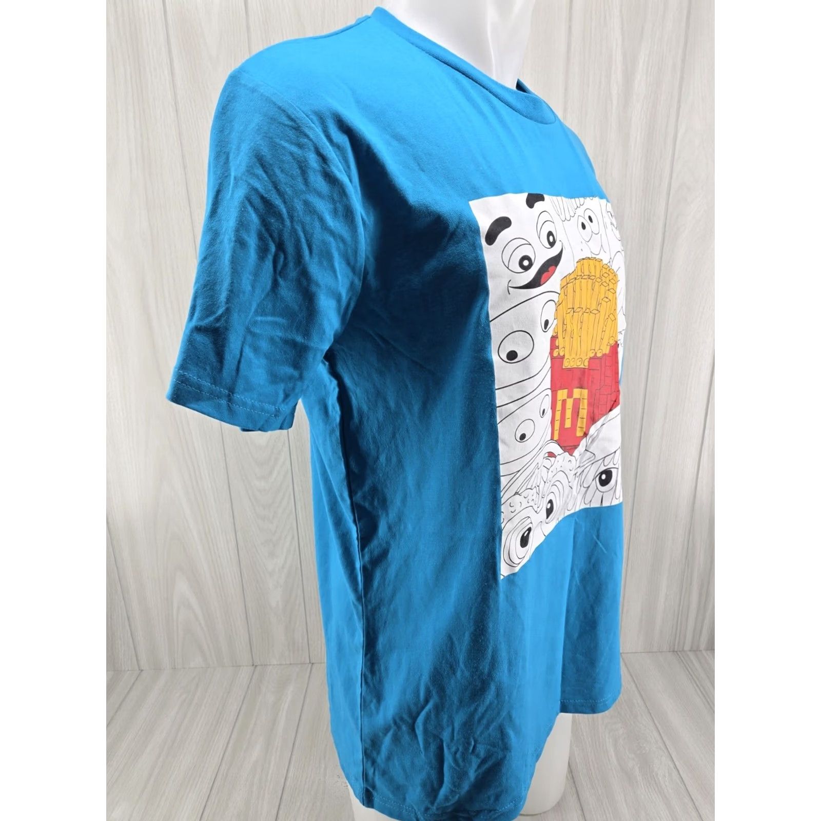 Vintage Light Blue McDonald's T-Shirt Large Adults Short Sleeve Unisex Blue 90s Theme Fry Design Mens Womens Size US L / EU 52-54 / 3 - 6 Thumbnail