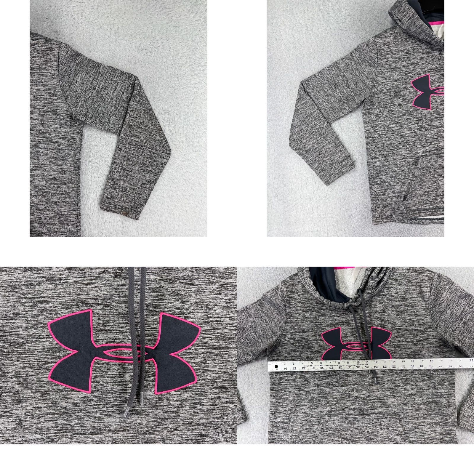 Under Armour Under Armour Hoodie Girls Extra Large Gray Pink Logo Kangaroo Pocket Pullover Size XL / US 12-14 / IT 48-50 - 8 Thumbnail