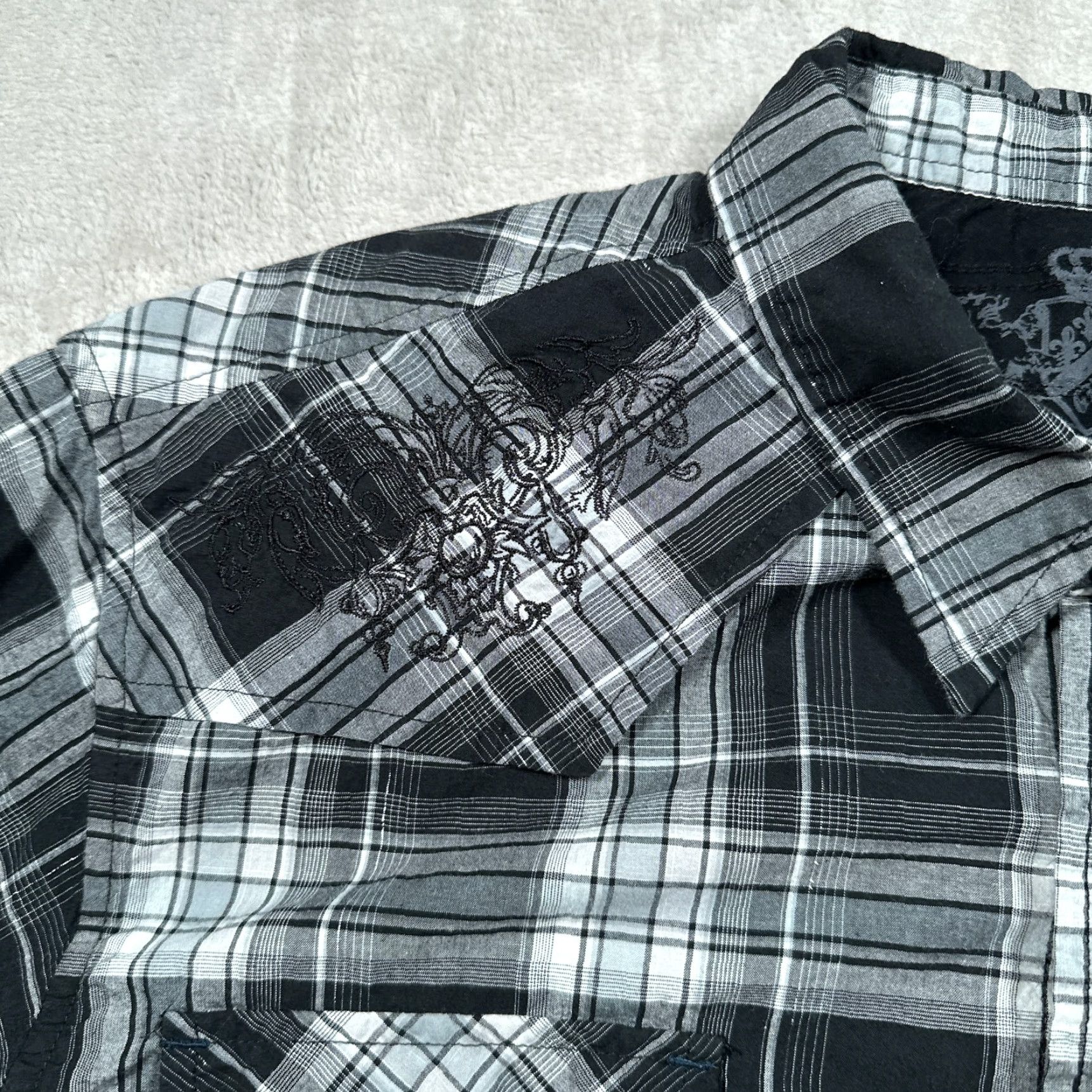 Guess VINTAGE Guess Mens Shirt 2XL Long Sleeve Black Plaid Western Cowboy Embroidered Snap Button-Up Size US XXL / EU 58 / 5 - 3 Thumbnail