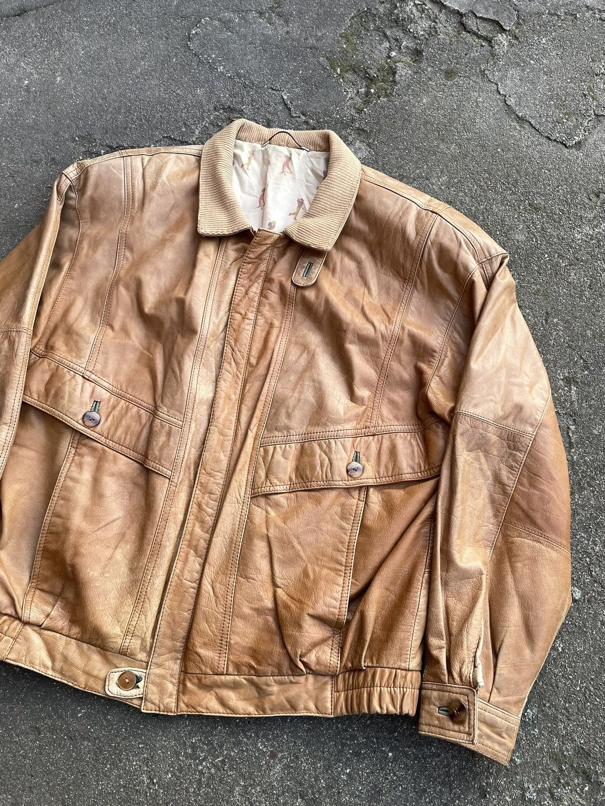 Vintage Washed Brown Retro 90s Genuine Real Leater Bomber Punk Rock Size US XL / EU 56 / 4 - 5 Thumbnail