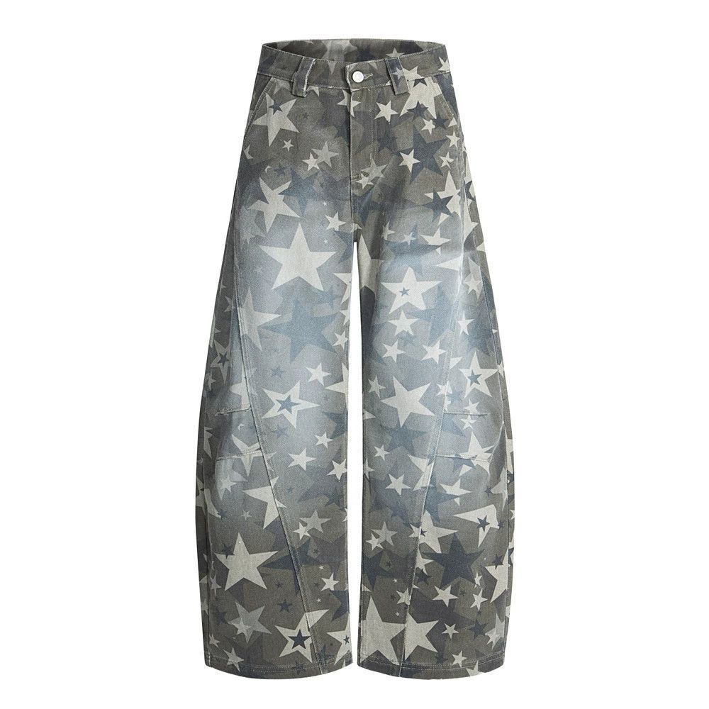 Vintage Men's trendy loose wide-leg star camouflage scimitar jeans Size US 32 / EU 48 - 1 Thumbnail