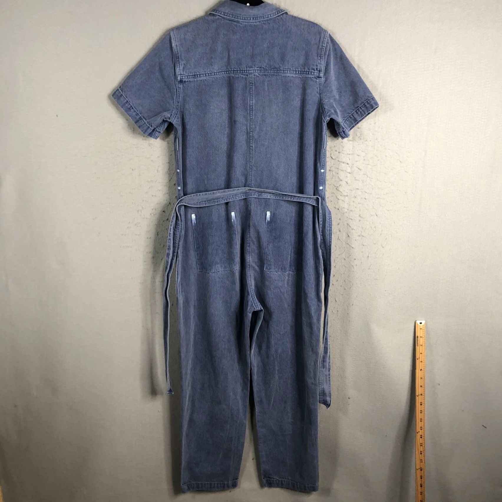 Old Navy Old Navy Jumpsuit Womens Medium Blue Denim Short Sleeve Romper Coverall Utility Size 32" / US 10 / IT 46 - 2 Thumbnail
