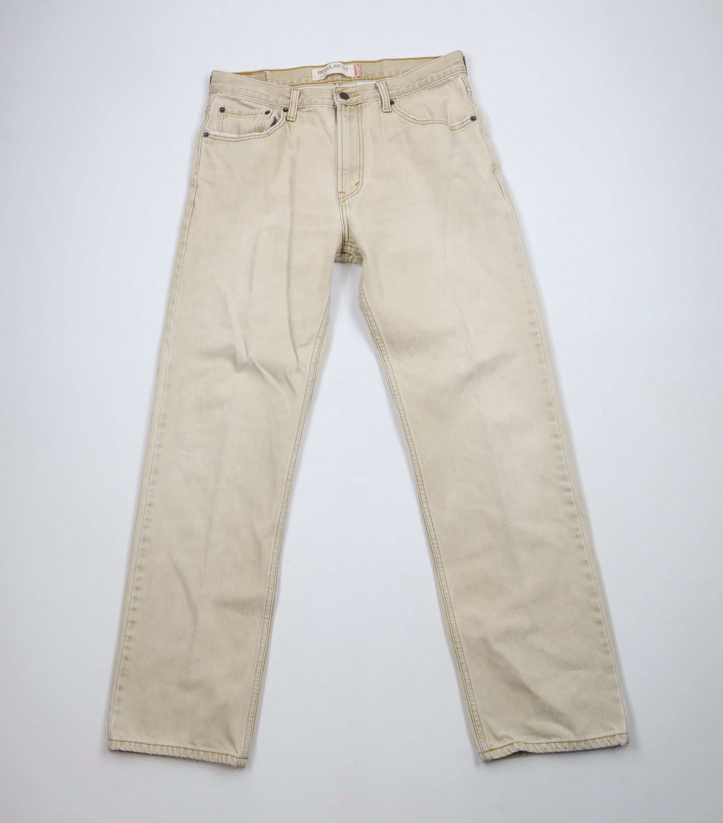 Levi's × Vintage Vintage Y2K Levis 505 Regular Fit Denim Jeans Beige Tan Size US 34 / EU 50 - 1 Thumbnail