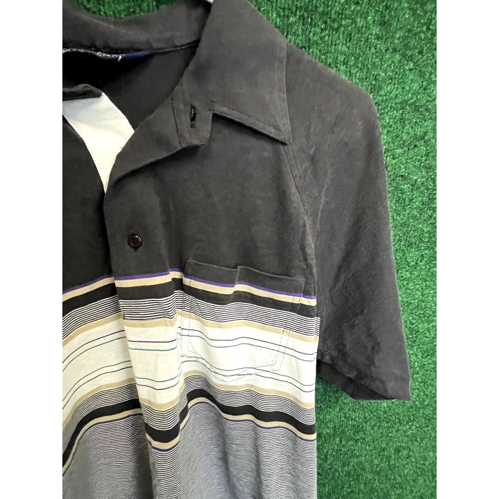 Puritan 90s Puritan Preppy Gray + Purple Stripes Polo Shirt Sz Large Size US L / EU 52-54 / 3 - 4 Thumbnail
