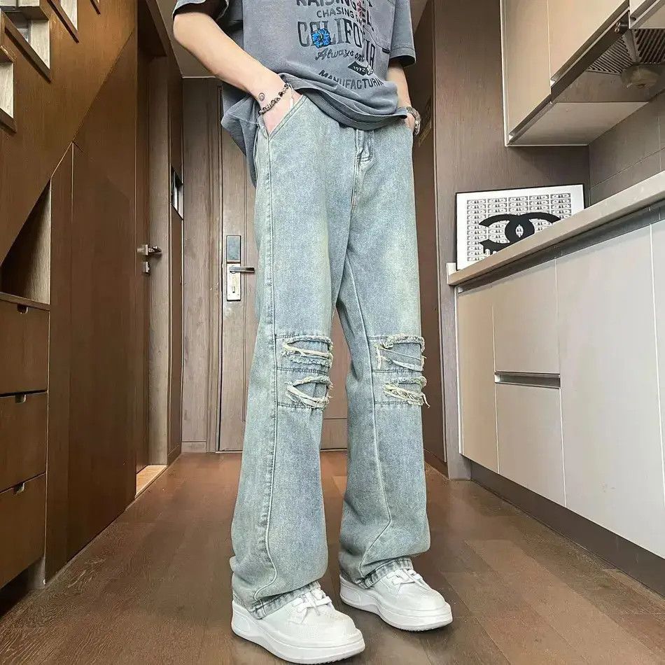 Japanese Brand Retro loose straight leg micro flared jeans Size US 32 / EU 48 - 3 Thumbnail