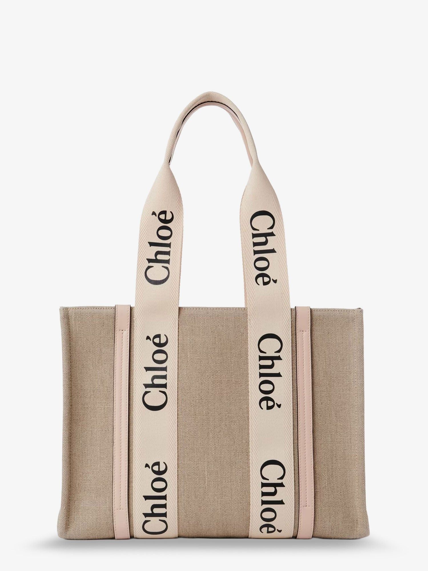 Chloe Woody Linen Shoulder Bag With Leather Inserts Size ONE SIZE - 1 Thumbnail
