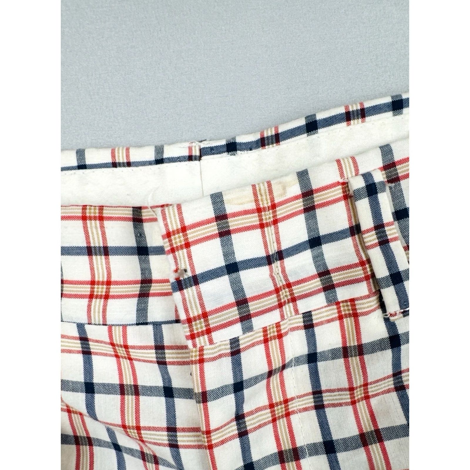 Sears VINTAGE Sears Kings Road Plaid Pants Perma-Prest 34x30 1970s Blue Disco Straight Leg Mens Size US 34 / EU 50 - 7 Thumbnail