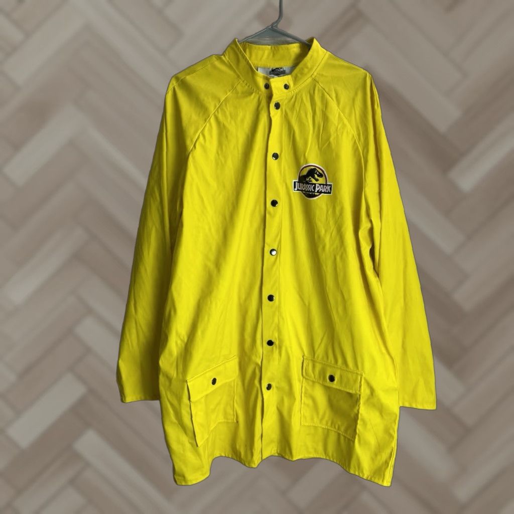 VINTAGE Dennis Nedry Jurassic Park Yellow Raincoat Costume Medium Yellow Mens