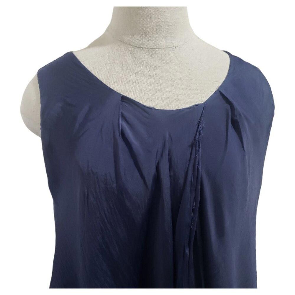Designer CT1675 Tina Stephens Navy Blue Layered Sleeveless Blouse s Size S / US 4 / IT 40 - 4 Thumbnail