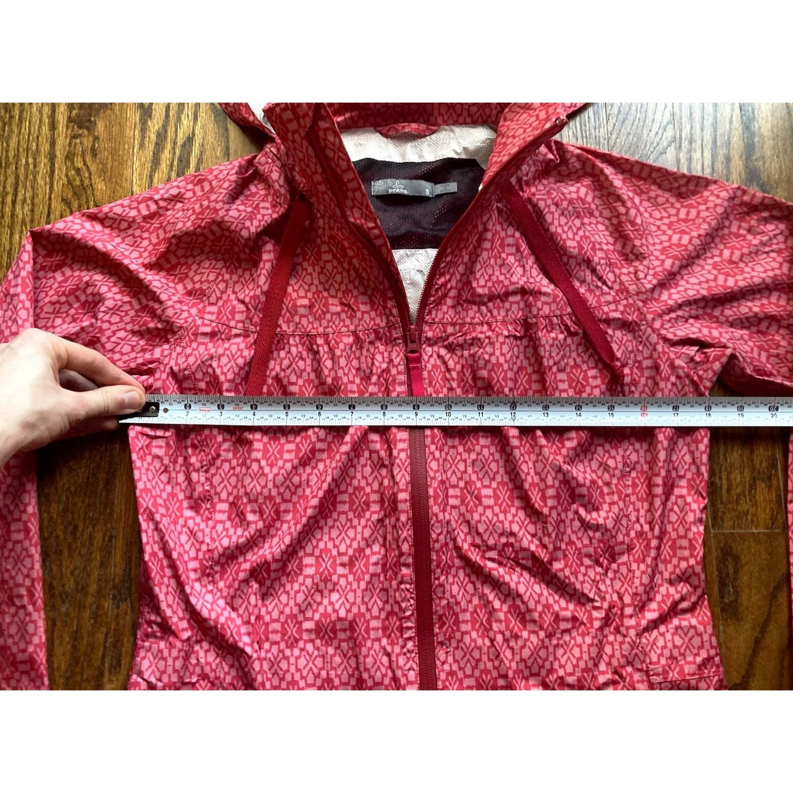 Prana prAna Eliza Rain Jacket Womens Size Small Pink Hooded Full Zip Geometric Print Size S / US 4 / IT 40 - 6 Thumbnail