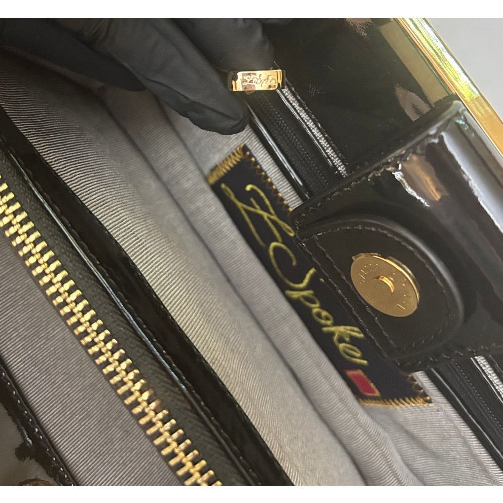 Zac Posen Vintage Z SPOKE by Zac Posen Black Patent Clutch Purse Bag Size ONE SIZE - 7 Thumbnail