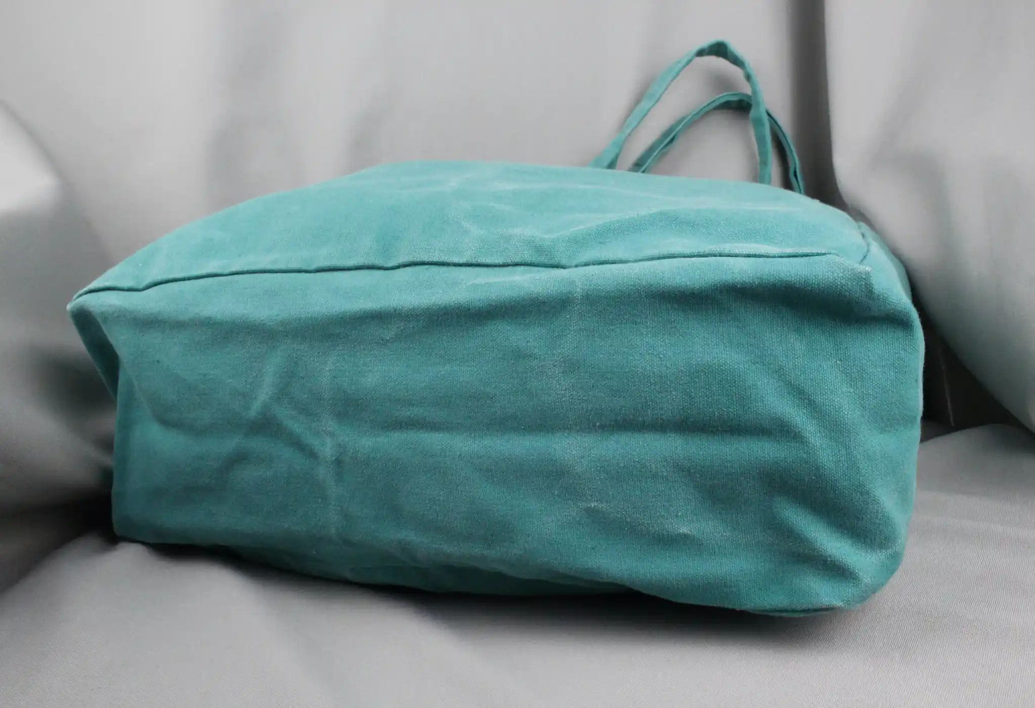 Albam Albam Washed Turquoise Coloured Cotton Canvas Tote bag Size ONE SIZE - 5 Thumbnail