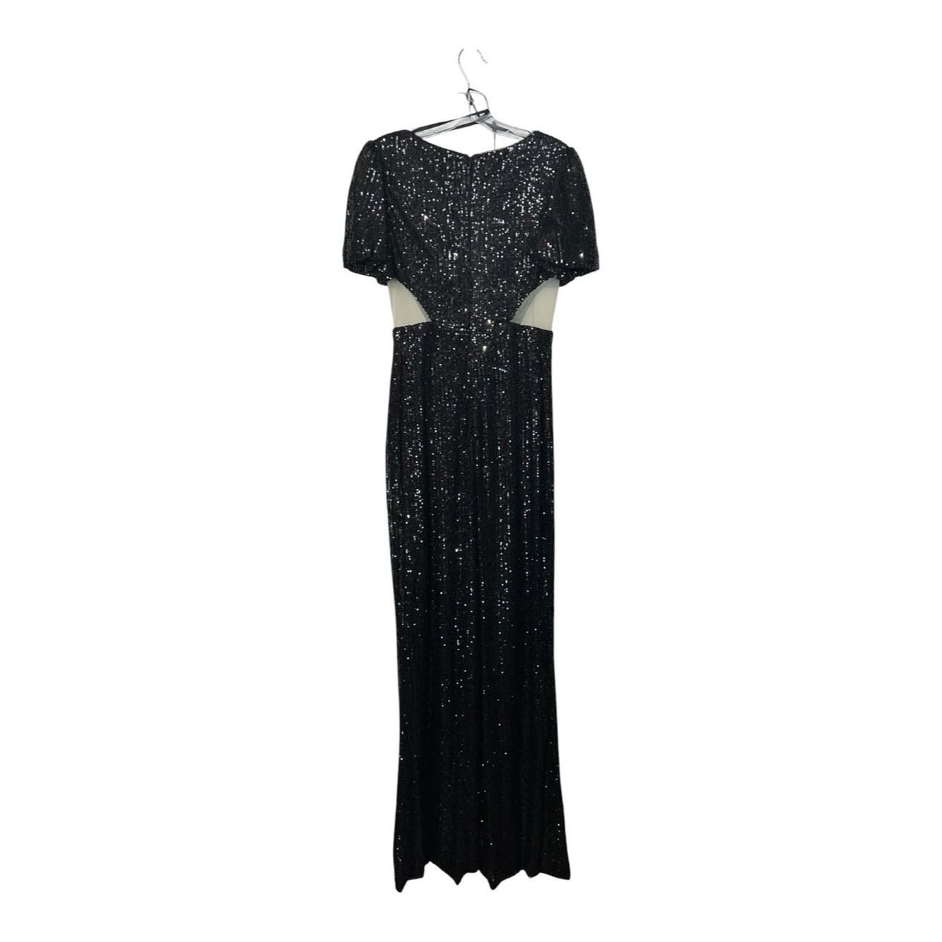 Mac Duggal Ieena for Mac Duggal 11273 Black Sequin Wide Leg Jumpsuit G Size 28" / US 6 / IT 42 - 3 Thumbnail