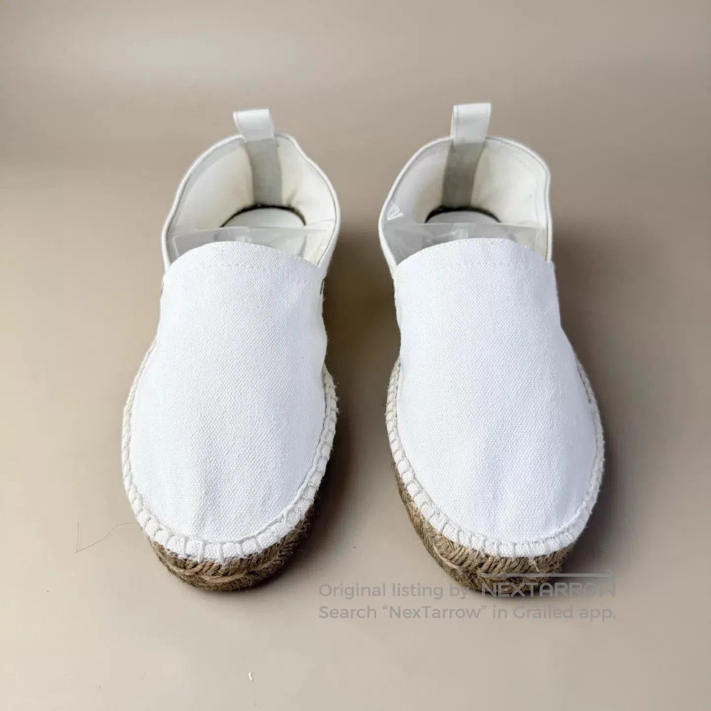 Hermes White Canvas Slip-On Espadrille Shoes. Size US 8 / EU 41 - 2 Thumbnail