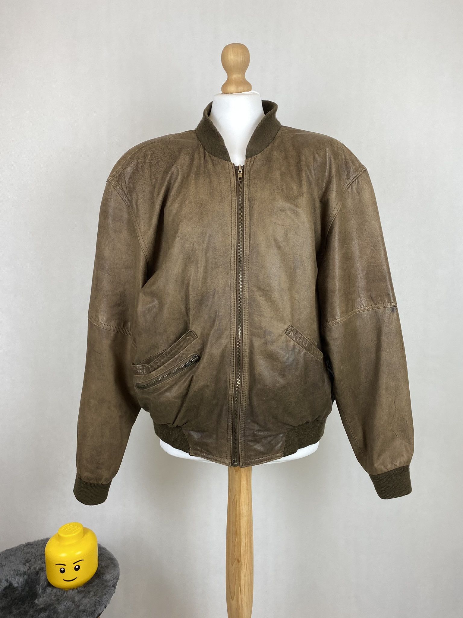 Genuine Leather × Vintage real leather bomber jacket oversize boxy fit rap hip hop Size US L / EU 52-54 / 3 - 3 Thumbnail