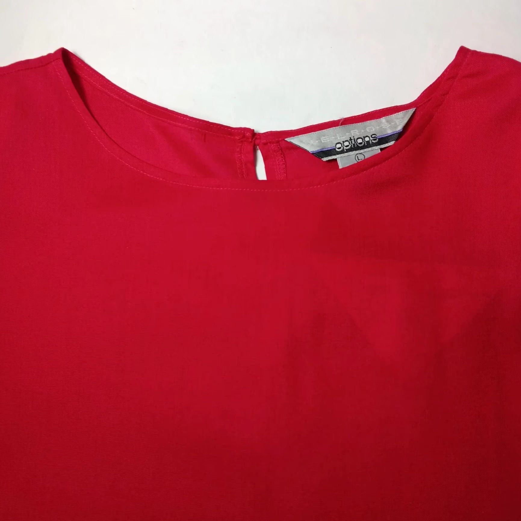 Pinko VINTAGE Melrose Options Blouse Women L Short Sleeve Pullover Rayon Magenta 1980s Casual Size L / US 10 / IT 46 - 3 Thumbnail