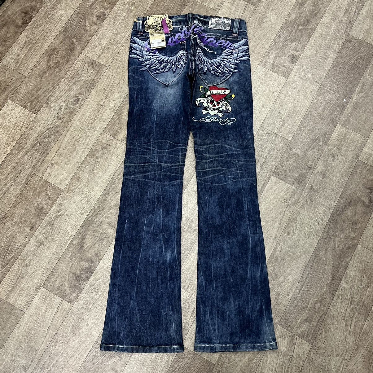 Ed Hardy FYE TATTOO WEAR🔥RED PEPPER x ED HARDY Stretched Denim