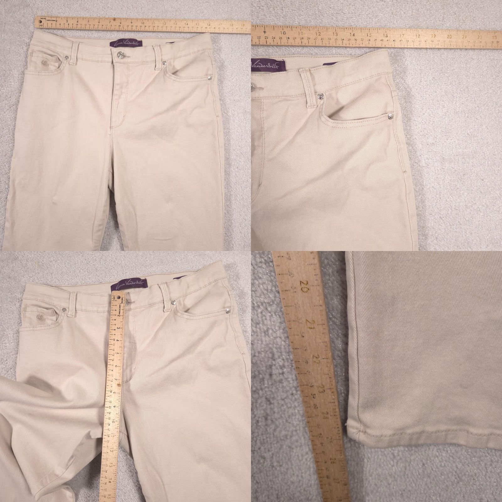 Gloria Vanderbilt VINTAGE Gloria Vanderbilt Amanda Jeans Womens 14P Short Beige High Rise Straight Stretch Size 36" / US 14 / IT 50 - 8 Thumbnail