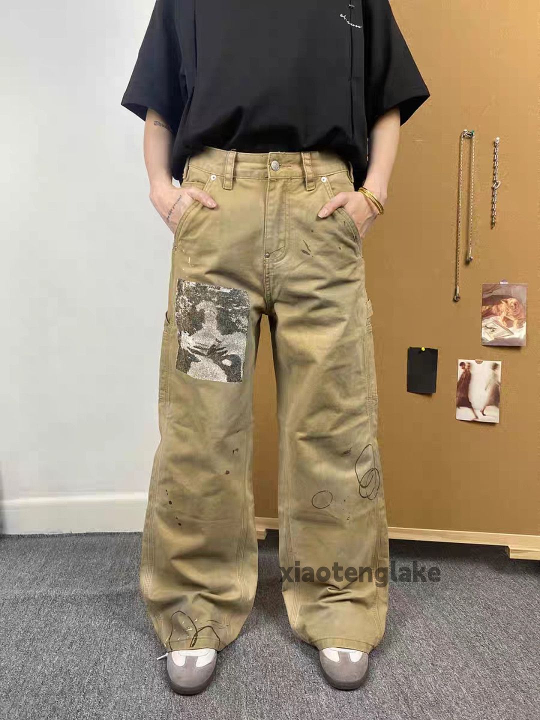 Designer × Japanese Brand × Vintage Unisex washed faded paint stain patchwork cargo pants Size US 32 / EU 48 - 4 Thumbnail