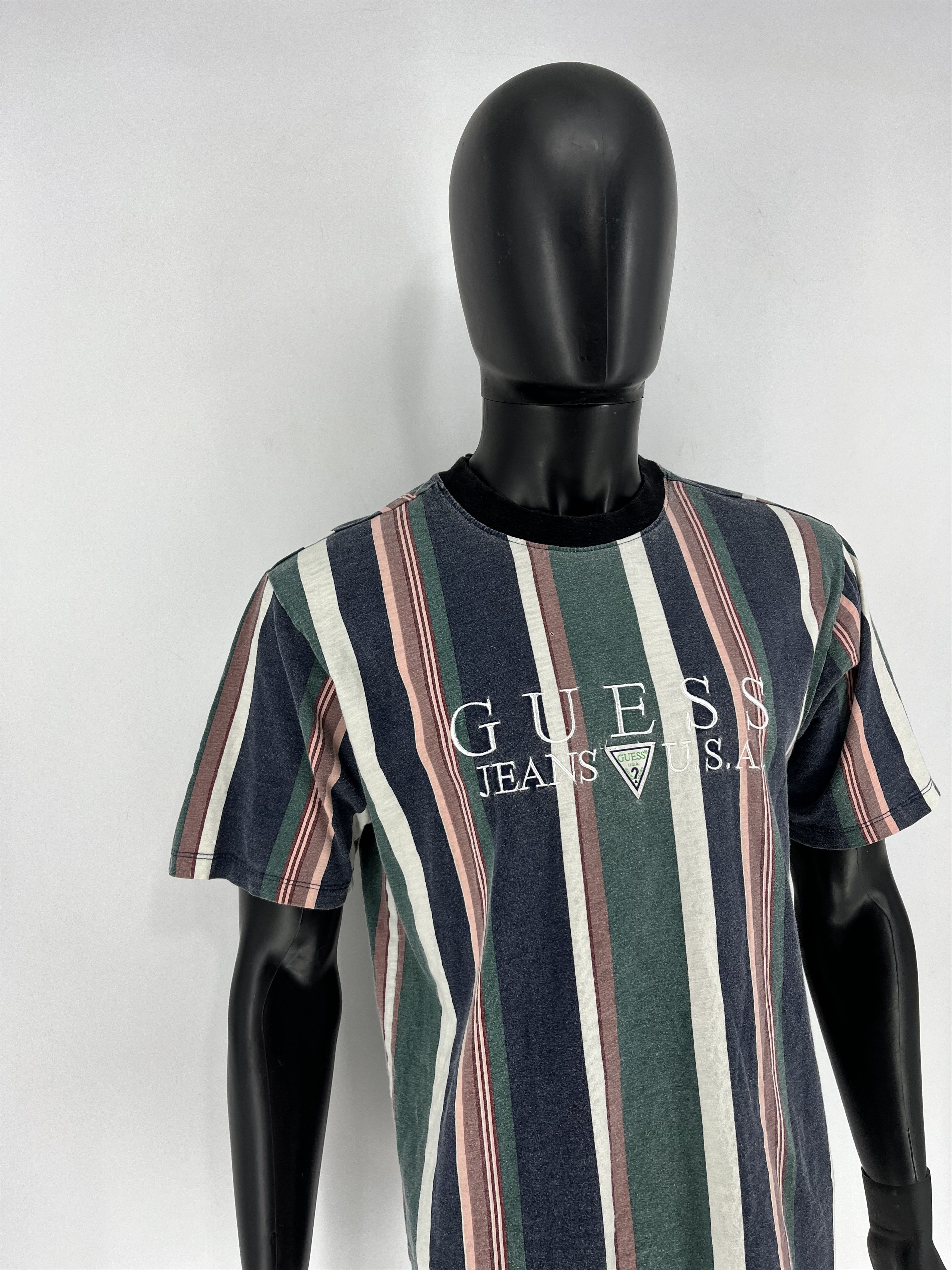 Guess × Vintage Vintage OG Guess Jeans USA Stripes Style Logo Shirt Size US S / EU 44-46 / 1 - 3 Thumbnail