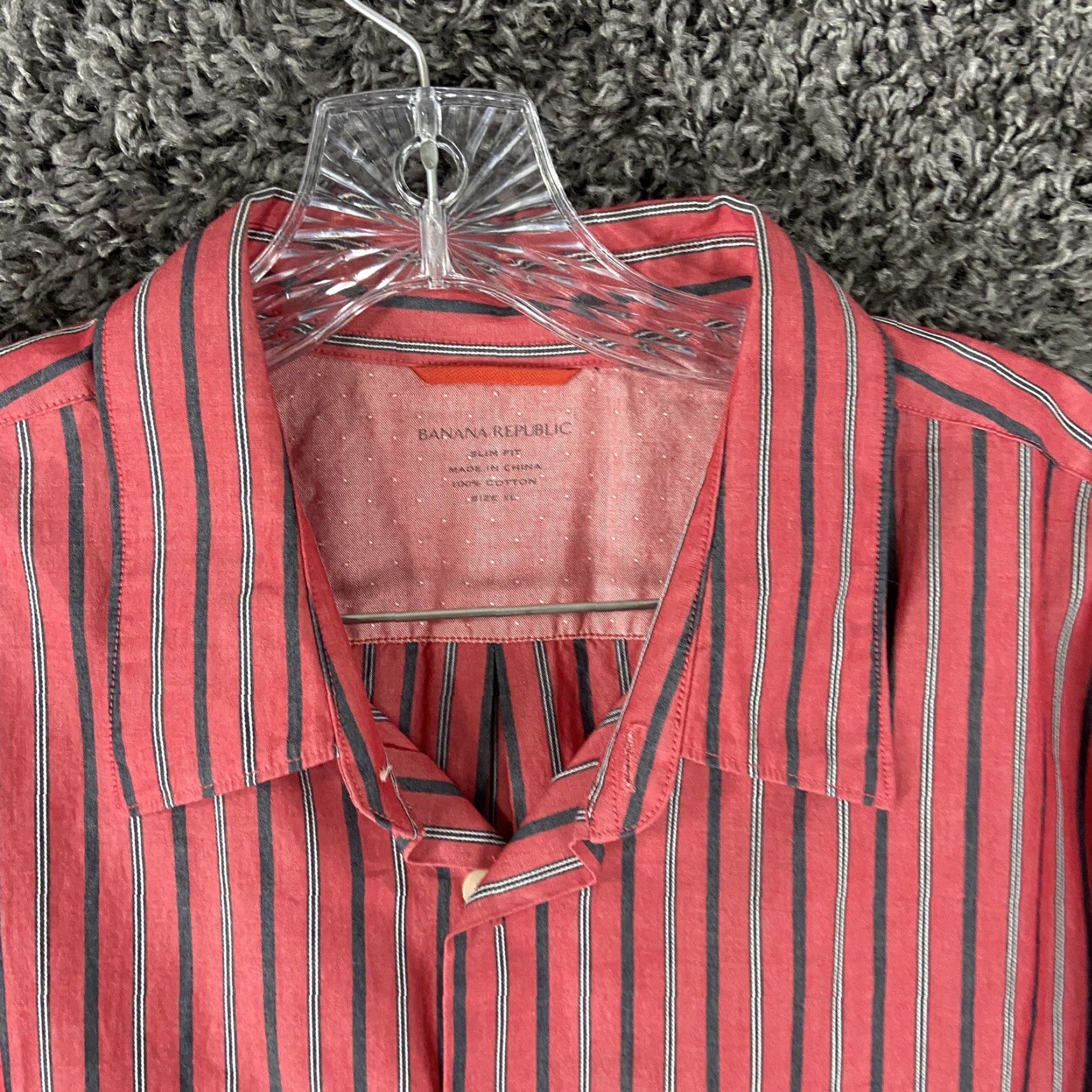 Banana Republic Banana Republic Slim Fit Button Up Long Sleeve Red Striped Men’s XL Size US XL / EU 56 / 4 - 5 Thumbnail