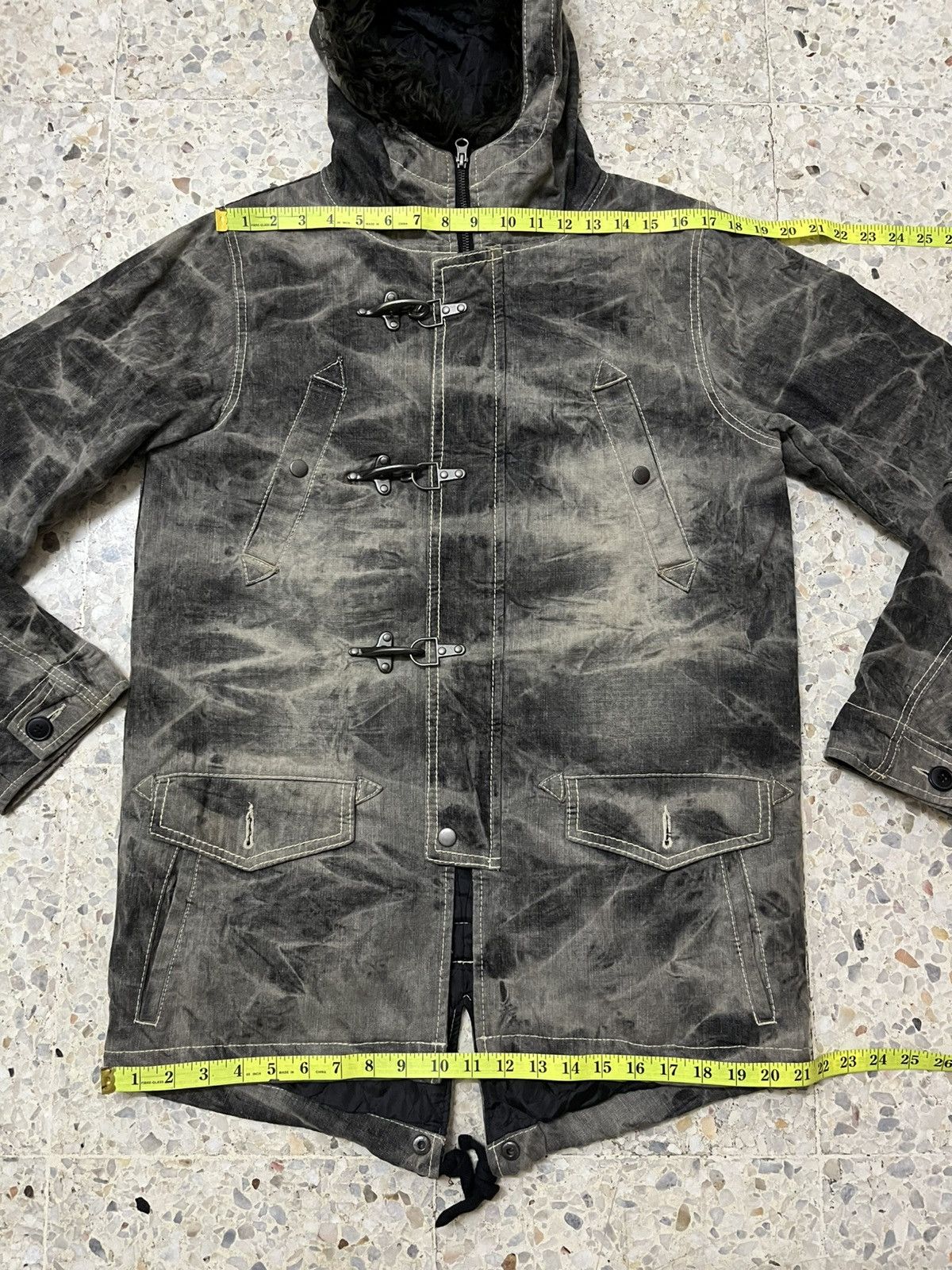Japanese Brand Black Distress denim hoodie Allix design six pocket jacket Size US L / EU 52-54 / 3 - 14 Thumbnail