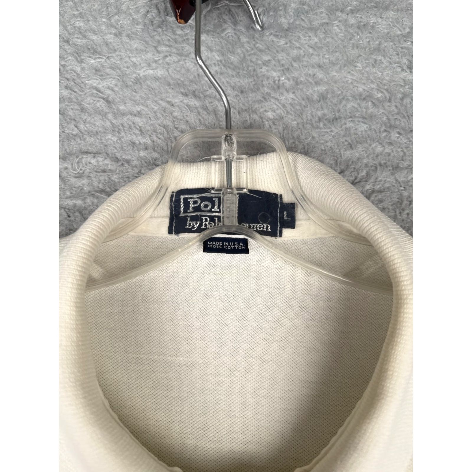 Ralph Lauren VINTAGE Ralph Lauren Polo Shirt Men L White 100% Cotton Pony Made USA Mens Polo Shirts 100% Cotton White Polo Shirt Size US L / EU 52-54 / 3 - 7 Thumbnail