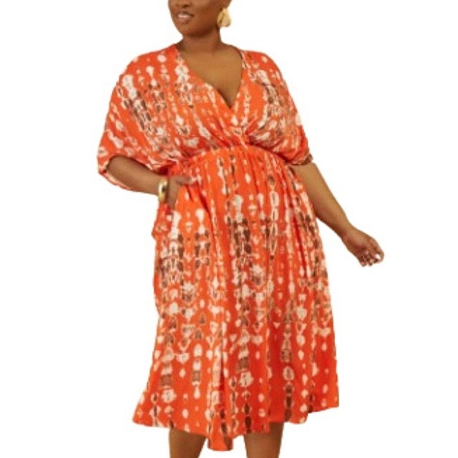 Other MANDARINE ☆ ABSTRACT PRINT ☆ MIDI DRESS ☆ 5x ☆ NWT Size 4XL / US 24-26 - 2 Thumbnail