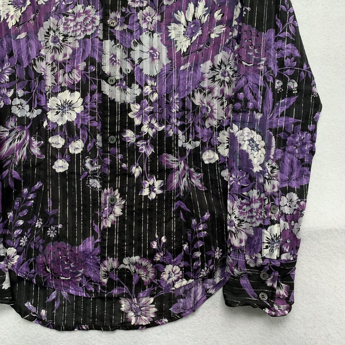 BUFFALO BOBS 2000s Buffalo Bobs Glitter Striped Floral Button Up Shirt Size US M / EU 48-50 / 2 - 4 Thumbnail