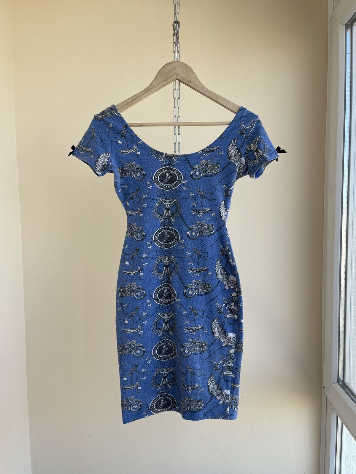 Jean Paul Gaultier JPG Junior Mister World Print Cotton Stretch Mini Dress 90s Size L / US 10 / IT 46 - 2 Thumbnail