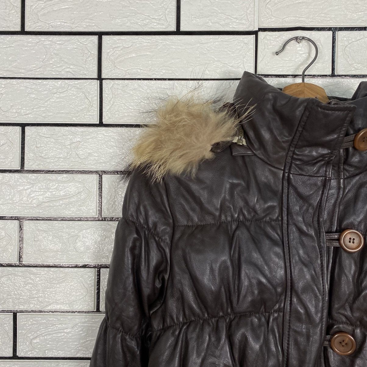 Japanese Brand 📌Vintage Cropped Leather Jacket Unbranded Mink Fur Collar Size US M / EU 48-50 / 2 - 8 Thumbnail