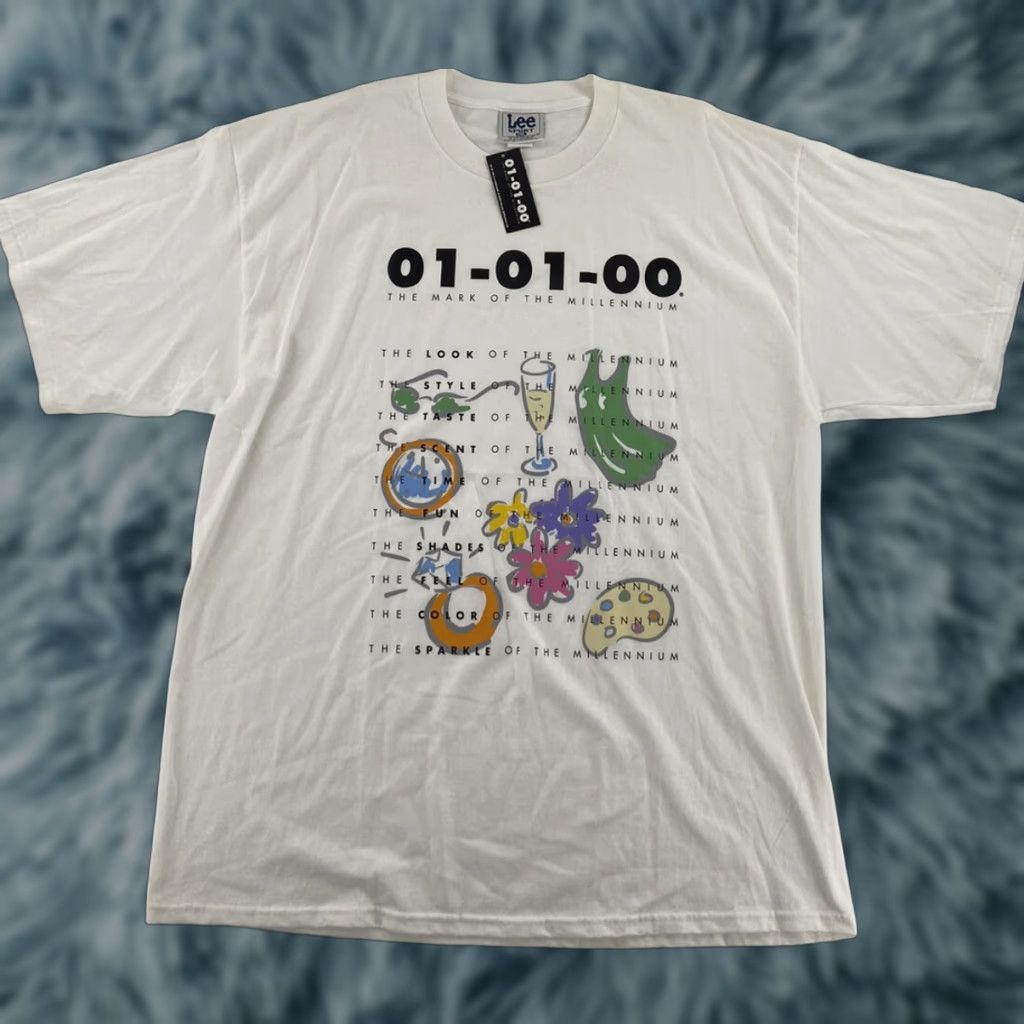 Lee VINTAGE Lee Y2K T-Shirt Adult 2XL White Cotton Short Sleeve Crew Neck Menâ€™s Size US XXL / EU 58 / 5 - 1 Thumbnail