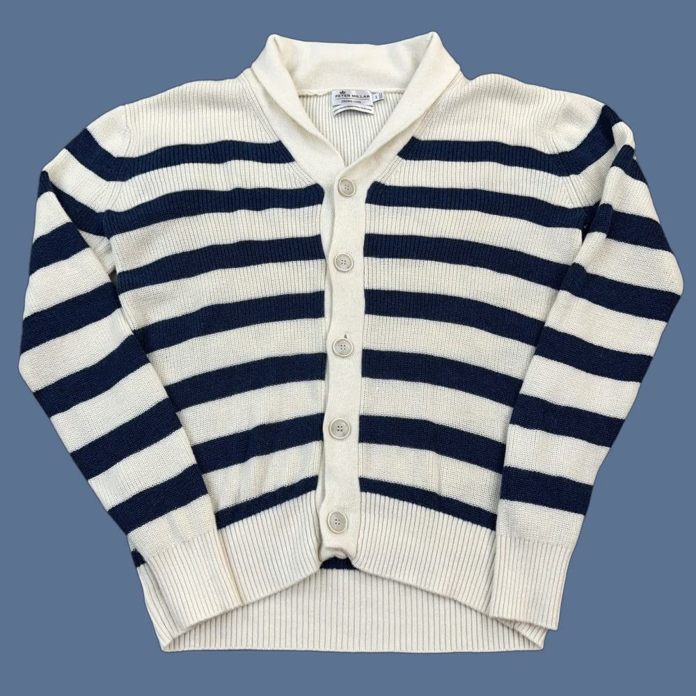 Peter Millar VINTAGE Peter Millar Sweater Mens Large Striped Crown Cool Wool Linen Merino Cardigan Size US L / EU 52-54 / 3 - 1 Thumbnail