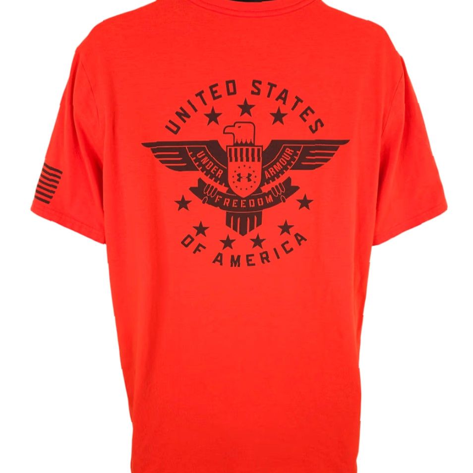 Under Armour Under Armour Freedom Eagle T Shirt Mens XL Orange United States Of America Shirt Mens XL Orange Patriotism Size US XL / EU 56 / 4 - 4 Thumbnail