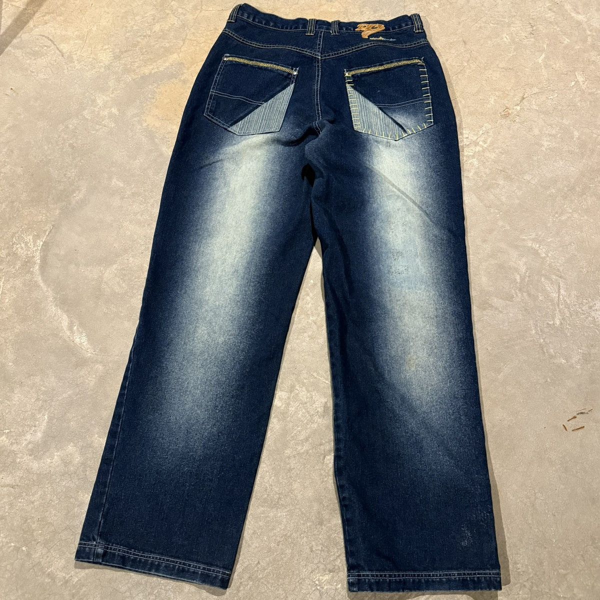 Vintage Vtg 2000s Raw Blue Faded Patchwork Baggy Jeans Y2K JNCO Size US 34 / EU 50 - 10 Thumbnail