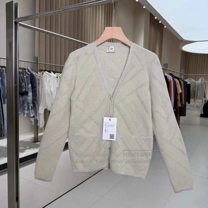 Hermes Hermes Khaki green wool and cashmere knitted cardigan jack Size XS / US 0-2 / IT 36-38 - 1 Thumbnail