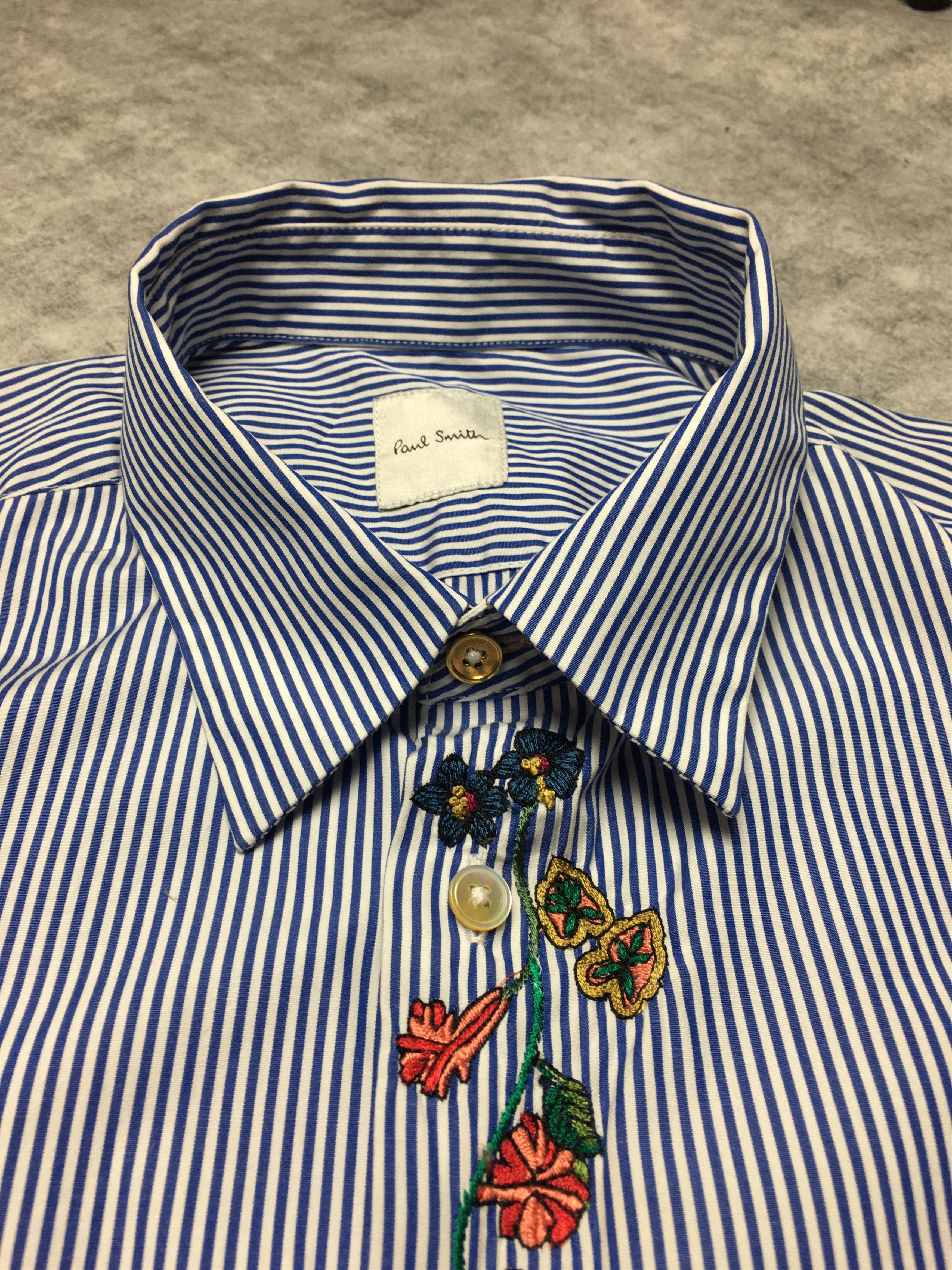 Paul Smith Paul Smith Stripped Embroidered Floral Mens Shirt Size US M / EU 48-50 / 2 - 4 Thumbnail