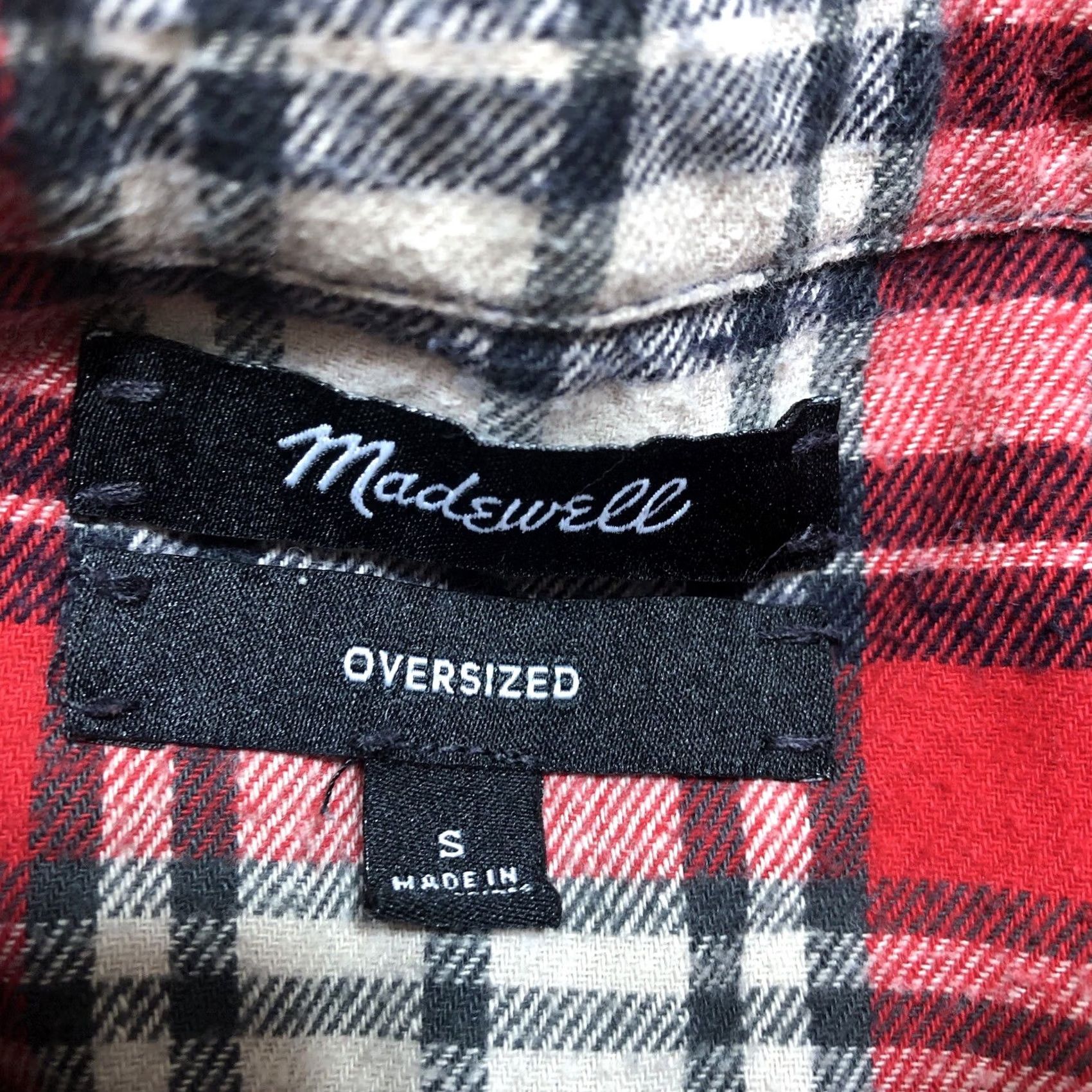 Madewell Madewell Womens Medium Oversized Boyfriend Plaid Flannel Shirt Red F6364 Size M / US 6-8 / IT 42-44 - 4 Thumbnail