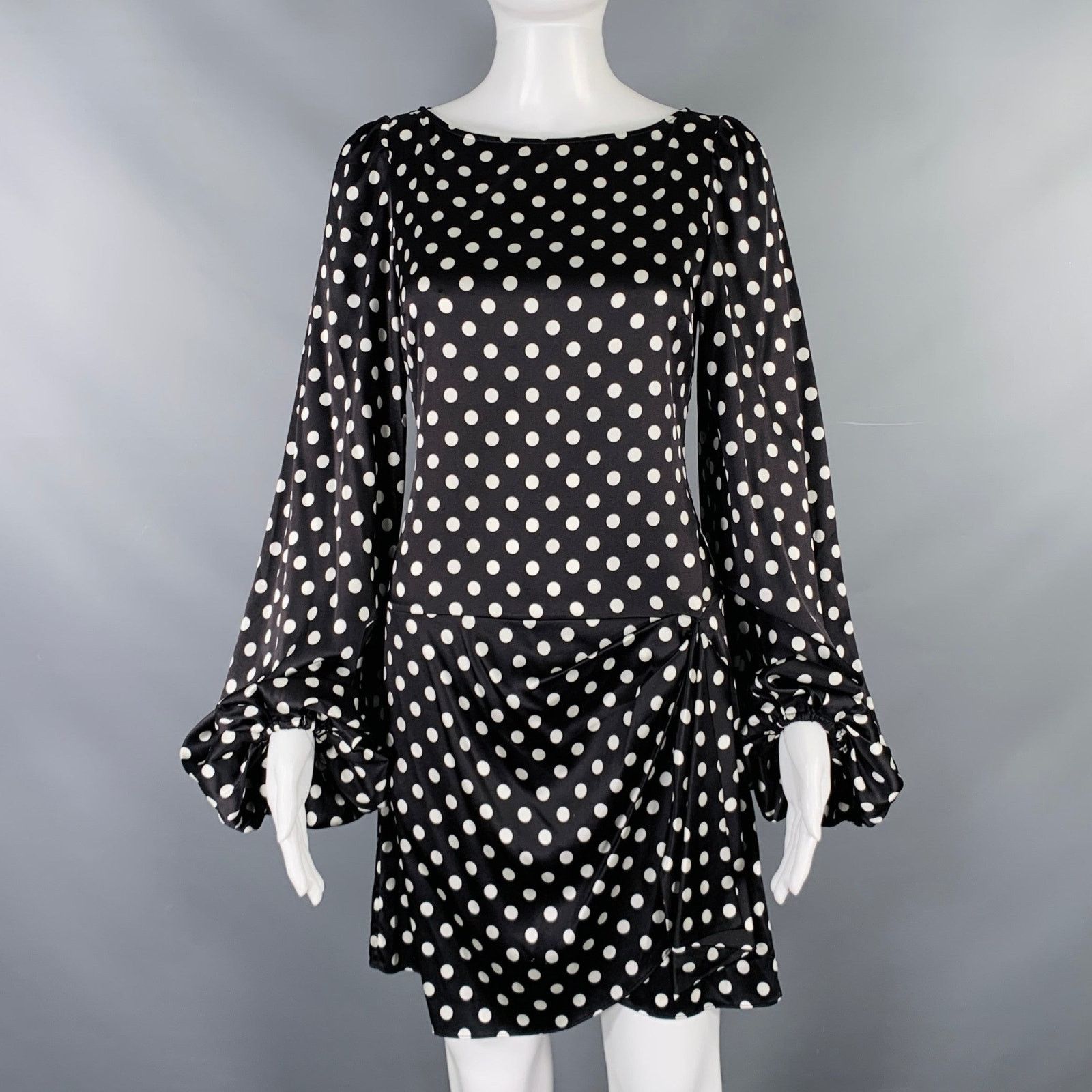 CAROLINE CONSTAS Size S Black White Silk Blend Polka Dot Bell Sleeves Dress Size S / US 4 / IT 40 - 1 Thumbnail