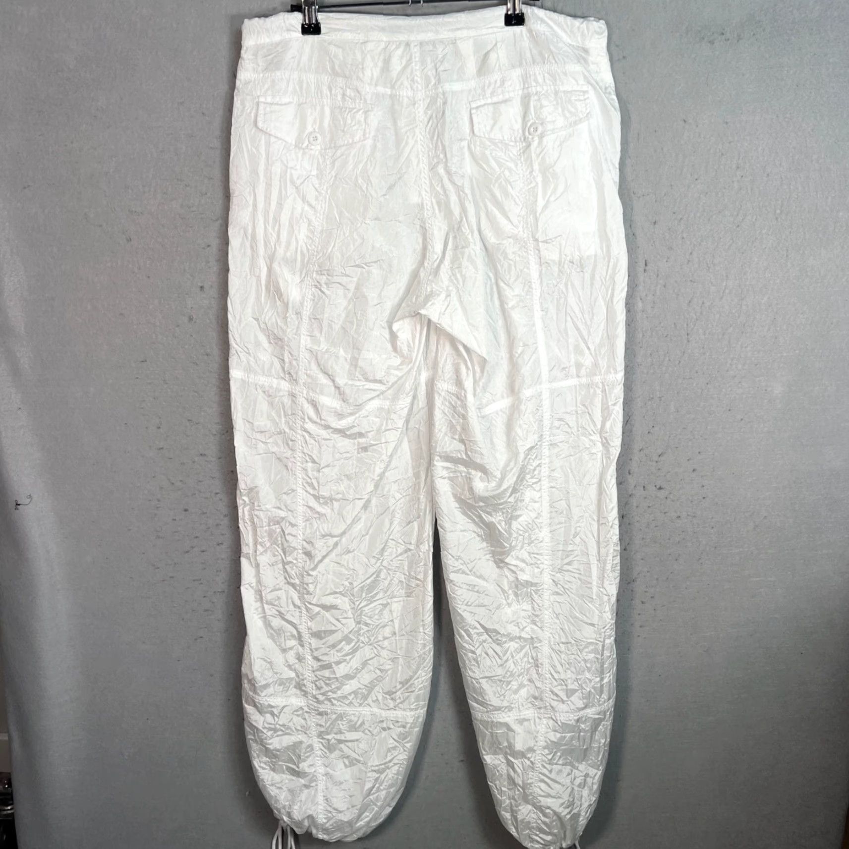 Vintage Motel Womens Small White Crinkle Jogger Drawstring Hem Relaxed Fit NEW! Slim Size 28" / US 6 / IT 42 - 2 Thumbnail