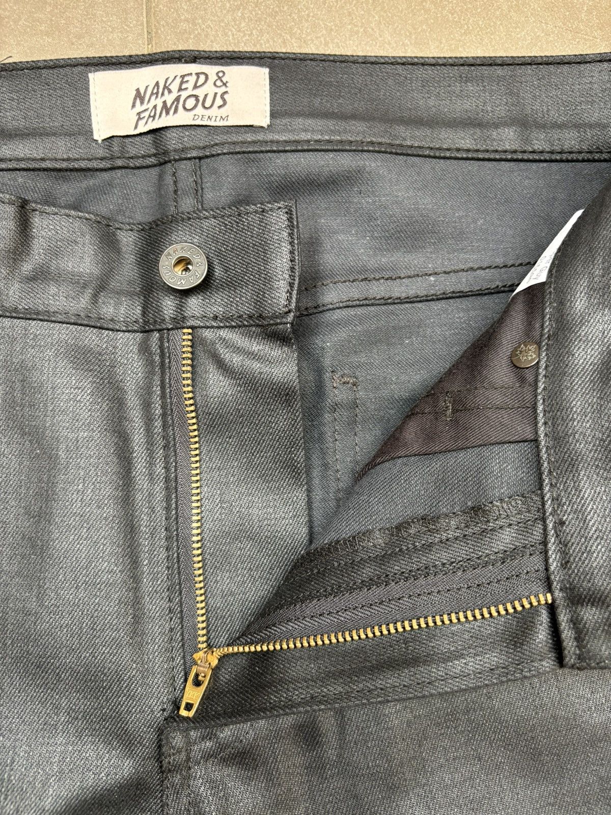 Naked & Famous Naked & Famous Denim - Black Waxed Jeans Size US 31 - 10 Thumbnail